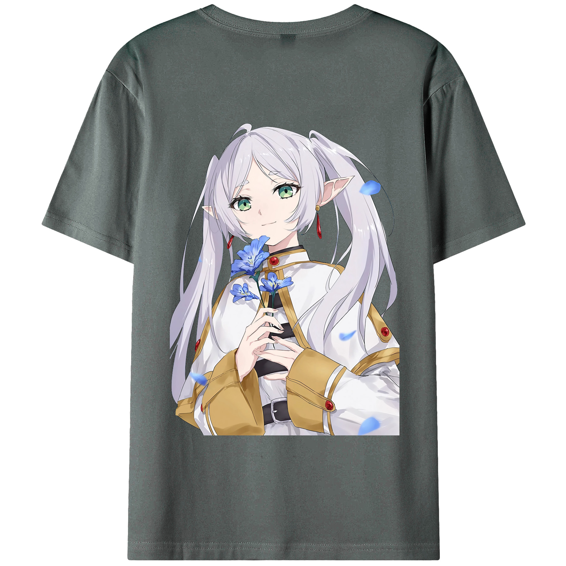 （画像用） 葬送のフリーレン Frieren 綿100％ メンズ半袖Tシャツ（バックプリント） 通気性